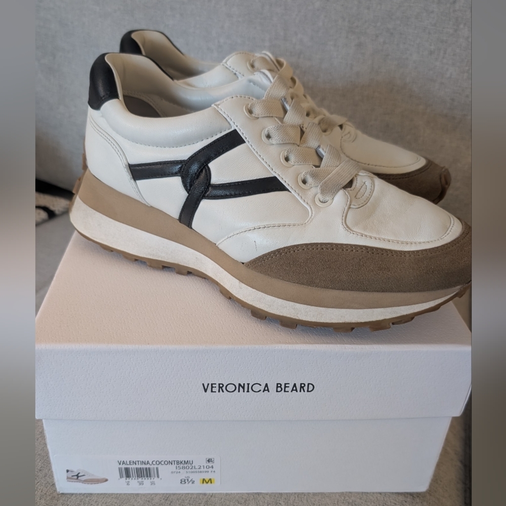 Veronica Beard Valentina Sneakers Coconut Black 8.5
